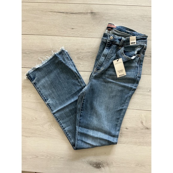 Judy Blue The Gloria HR Bootcut Denim Jeans Size 13/31 Distressed Fray Hem NWT - Picture 10 of 14